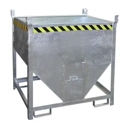 Bauer Silobehälter SGS 75, mit Schieberverschluss, L 1000 x B 1200 x H 1260 mm, 0,75 m³, bis 1000 kg, Stahl, feuerverzinkt