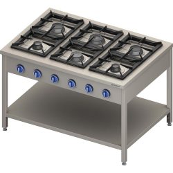 Stalgast Gasherd Serie 900 6-Brenner (3,5+3x5+2x7), 32,5 kW, G20, 1300 x 900 x 850 mm (BxTxH)