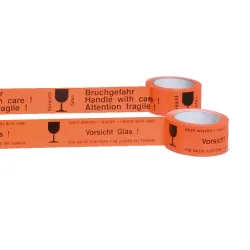 Warnklebeband ?Vorsicht Glas? aus PP, Bandbreite 48 mm, mehrsprachig