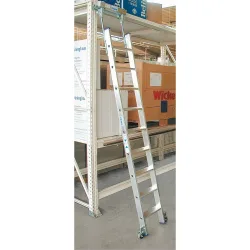 Stufen-Regalleiter, aluminium, fahrbar, 9 Stufen