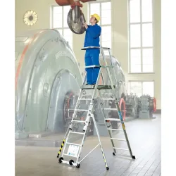 Teleskop-Plattformleiter, aus Aluminium, 12 Sprossen mit Ausleger ZARGES