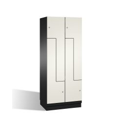 C+P Z-Garderobenschrank Cambio, 2 Abteile, Abteilbreite 400 mm, HxBxT 1980x800x525 mm, RAL 7021 Schwarzgrau, Dekor Weiss, Sockel