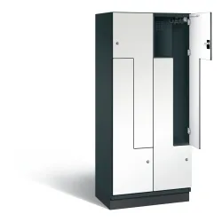 C+P Z-Spind Cambio, 2 Abteile, Abteilbreite 400 mm, HxBxT 1980x800x525 mm, RAL 7016 Anthrazitgrau, Dekor Weiss, Sockel