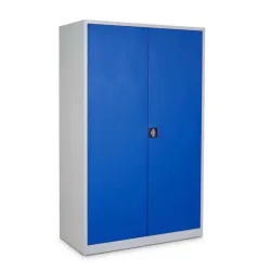CEHA Flügeltürenschrank HF-ST, 5 OH, HxBxT 1.950 x 920 x 500 mm, verzinkte Fachböden, lichtgrau/enzianblau