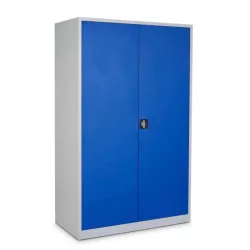 CEHA Flügeltürenschrank HF-ST, 5 OH, HxBxT 1.950 x 1.200 x 420 mm, pulverbeschichtete Fachböden, lichtgrau/enzianblau