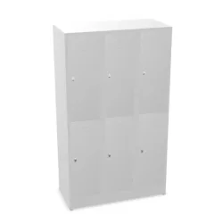 CEHA Garderobenspind mit Sitzbank HG-SB-2, Drehriegelverschluss, 2-stöckig, 6 Fächer, HxBxT 1.800 x 900 x 500 mm, lichtgrau