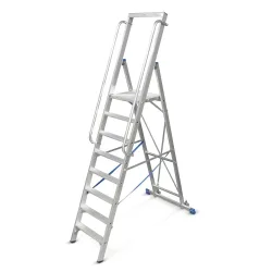 Stufenstehleiter, mit grosser Plattform, Aluminium, mit 12 Stufen