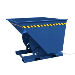 Eichinger® Kippbehälter in hoher Bauhöhe, quer zur und in Fahrtrichtung kippbar, 1000 kg, 500 Liter, enzianblau