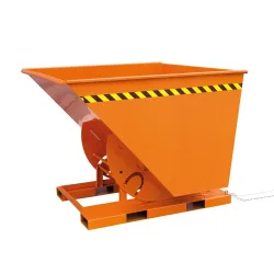 Eichinger® Kippbehälter in hoher Bauhöhe, quer zur und in Fahrtrichtung kippbar, 1000 kg, 600 Liter, reinorange
