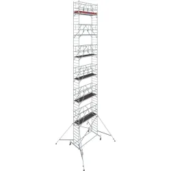 Alu-Fahrgerüst KRAUSE Serie 10, 200 kg/m², TÜV-geprüft, höhenverstellbare Rollen, L 2500 x B 750 x H 14400 mm