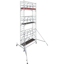 Alu-Fahrgerüst KRAUSE Serie 10, 200 kg/m², TÜV-geprüft, höhenverstellbare Rollen, L 2500 x B 750 x H 7400 mm