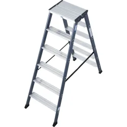 KRAUSE® SePro D Doppelleiter, eloxiert 2x6 Stufen