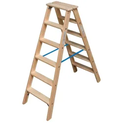 KRAUSE® STABILO Doppelleiter aus Holz 2x6 Stufen