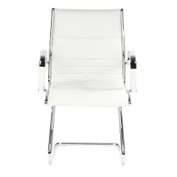hjh OFFICE Konferenzstuhl / Freischwinger / PARMA V Leder, weiss Chrom