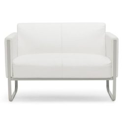 hjh OFFICE Loungesofa ARUBA Gestell lichtgrau Kunstleder, 2-Sitzer, weiss