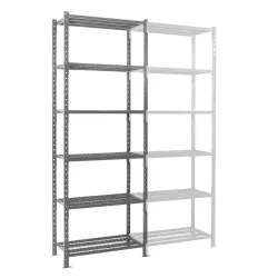 ManOrga Fachbodenregal graphitgrau mit Gitterböden, Fachlast 500 kg, HxBxT 3.000 x 1.050 x 810 mm