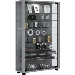 VCM Standvitrine Lumo Mini, silber