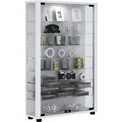 VCM - Holz Glas Vitrine Sammelvitrine Glasvitrine Schaukasten Standvitrine Lumo Mini - ohne Beleuchtung, 59cm, Weiss