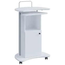 VCM - Holz mobiles Rednerpult | Maße ca. H. 93 bis 111x B.  56x T. 41 cm | rollbar mit Schublade | Stehpult - Komil, One Size, Weiss