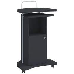 VCM - Holz mobiles Rednerpult | Maße ca. H. 93 bis 111x B.  56x T. 41 cm | rollbar mit Schublade | Stehpult - Komil, One Size, Schwarz