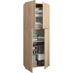 VCM - Holz Kleiderschrank Jugendschrank Kinderschrank Schrank Lona Drehtüren, 70 CM, Sonoma-Eiche