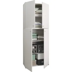 VCM - Holz Kleiderschrank Jugendschrank Kinderschrank Schrank Lona Drehtüren, 70 CM, Weiss