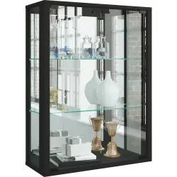 VCM Wandvitrine Udina mit Spiegel, inkl. LED-Beleuchtung, schwarz