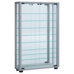 VCM Standvitrine Lumo Mini mit Spiegel, silber
