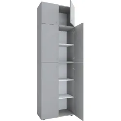 VCM - XXL Büroschrank mit 5 Fächern und einem Aufsatz | moderner Aktenschrank mit Drehtüren | Maße ca. H. 223 x B. 70 x T. 39 cm – Lona 5-Fach, One Size, Taubengrau