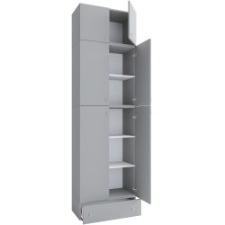 VCM - XXXL Büroschrank mit 5 Fächern mit Aufsatz und Schublade | moderner Aktenschrank mit Drehtüren | Maße ca. H. 240 x B. 70 x T. 39 cm – Lona 5-Fach, One Size, Taubengrau