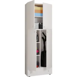 VCM - Holz Besenschrank Staubsauger Putzschrank Haushaltsschrank Schublade Lona S, 70 CM, Weiss