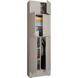 VCM Putzmittelschrank Lona XXL Drehtüren, mit Aufsatz u. Schublade, grau