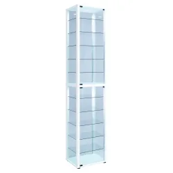 VCM - Glasvitrine stehend | Vitrine Glas mit ESG-Sicherheitsglas | Maße ca. H. 227 x B. 50 x T. 38 cm | Standvitrine Glas | Modern und platzsparend | Glas, 50 CM, Weiss