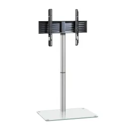 VCM - TV Standfuß | Ständer Fernseh Rack | ESG-Sicherheitsglas | Maße ca. H. 100 x B. 60 x T. 45 cm - Alani, 60 cm, Transparent