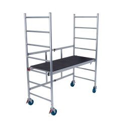 Faltgerüst Krause RollTec®, Arbeitshöhe bis 2,9 m, belastbar bis 200 kg/m2, mit Belagbühne, mobil, Aluminium