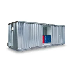 SAFE Tank Gefahrstoffcontainer 1900 ALG, Aussenaufstellung, verzinkt, montiert, Masse aussen 6380x2170x2310 mm, Einzelflügeltür, mittig in Stirnseite, Lagerfläche 12 m²