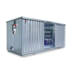 SAFE Tank Gefahrstoffcontainer 1700 CONTROL, automatisierte Explosionsschutzeinrichtung für höchste Energieeffizienz u. Sicherheit, Masse aussen 5380x2170x2300 mm, Einzelflügeltür, mittig in der kurzen Seite, Lagerfläche 10 m²