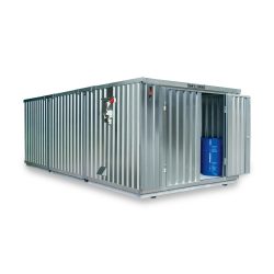 SAFE Tank Gefahrstoffcontainer 3000 CONTROL, automatisierte Explosionsschutzeinrichtung für höchste Energieeffizienz u. Sicherheit, Masse aussen 3350x6520x2310 mm, Doppelflügeltür, mittig in der kurzen Seite, Lagerfläche 19 m²