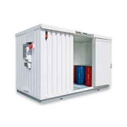 SAFE Tank Gefahrstoffcontainer 1350 CONTROL isoliert, automatisierte Explosionsschutzeinrichtung für höchste Energieeffizienz u. Sicherheit, Masse aussen 4350x2170x2510 mm, Einzelflügeltür, mittig in Breitseite, Lagerfläche 7 m²