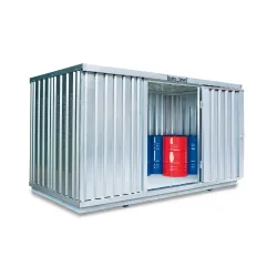 SAFE Tank Gefahrstoffcontainer 1350 PLG, Aussenaufstellung, verzinkt, montiert, Masse aussen 4050x2170x2300 mm, Einzelflügeltür, mittig in 4 m Seite, Lagerfläche 8 m²