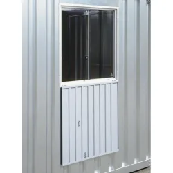 Leichtmetall Schiebefenster mit Sicherheitsglas für FLADAFI® Materialcontainer