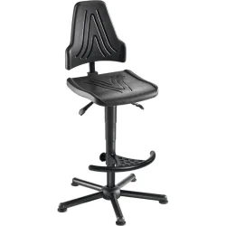 meychair Arbeitsdrehstuhl Stream XXL, bis 250 kg belastbar, Sitzhöhe 590-840 mm, Stahlbasis, Bodengleiter, Fussstütze