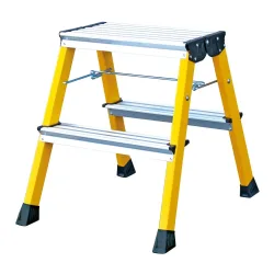 Krause 130044 Aluminium Doppel-Klapptritt klappbar Arbeitshöhe (max.): 2.45 m Gelb 1.7 kg