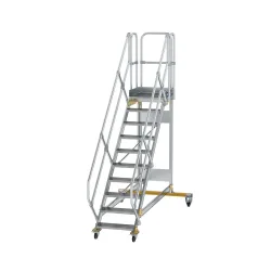 Munk Plattformtreppe 45° fahrbar Stufenbreite 600 mm 10 Stufen Aluminium geriffelt