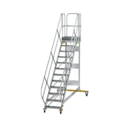 Munk Plattformtreppe 45° fahrbar Stufenbreite 600 mm 12 Stufen Aluminium geriffelt
