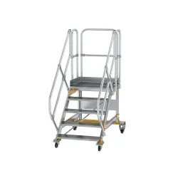 Munk Plattformtreppe 45° fahrbar Stufenbreite 800 mm 5 Stufen Aluminium geriffelt