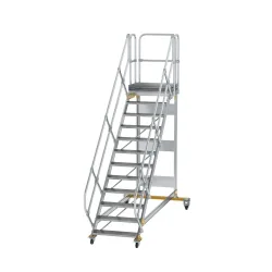 Munk Plattformtreppe 45° fahrbar Stufenbreite 800 mm 12 Stufen Aluminium geriffelt
