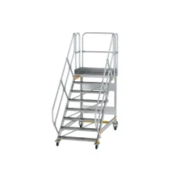 Munk Plattformtreppe 45° fahrbar Stufenbreite 1000mm 8 Stufen Aluminium geriffelt