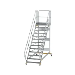 Munk Plattformtreppe 45° fahrbar Stufenbreite 1000mm 13 Stufen Aluminium geriffelt