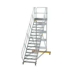 Munk Plattformtreppe 45° fahrbar Stufenbreite 1000mm 16 Stufen Aluminium geriffelt